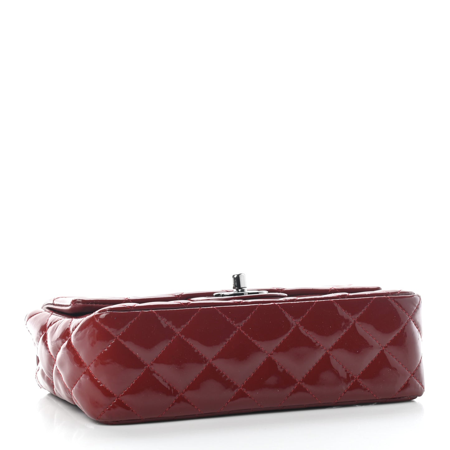 Patent Calfskin Quilted Mini Rectangular Flap Red