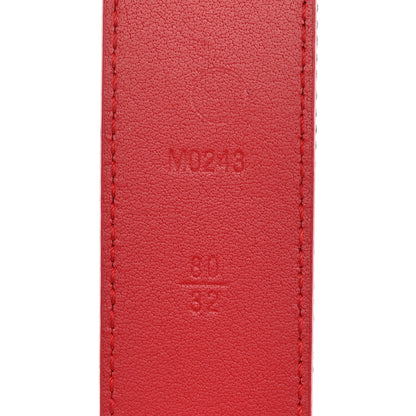 Louis Vuitton Denim Damier Monogram Patchwork 30mm Iconic Reversible Belt 80 32 Blue Rouge 3 of 7