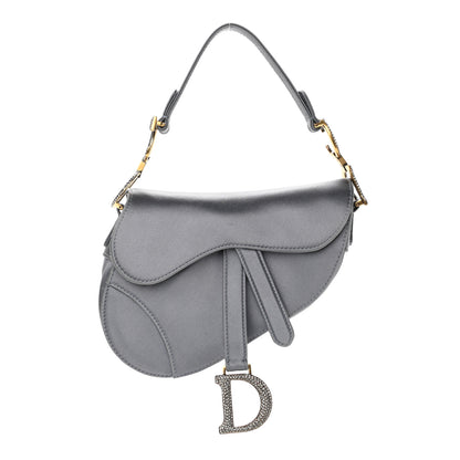 Christian Dior Satin Crystal Mini Saddle Bag Blue Gray 1 of 8