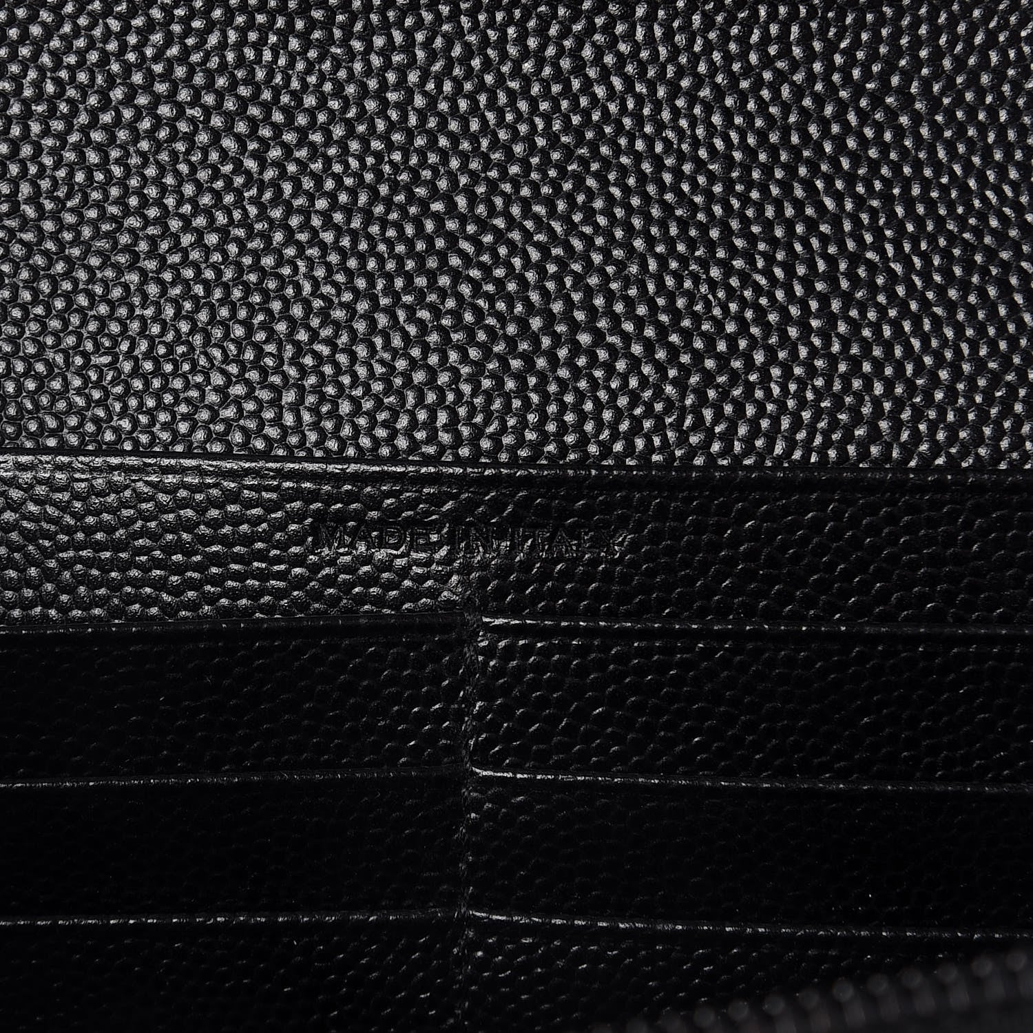 Saint Laurent Grain De Poudre Matelasse Chevron Monogram Chain Wallet Black 6 of 10