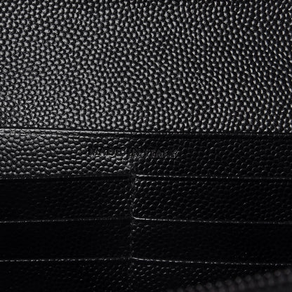 Saint Laurent Grain De Poudre Matelasse Chevron Monogram Chain Wallet Black 6 of 10