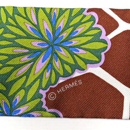 Hermes Silk The Three Graces Twilly Bleu Vert Marron 4 of 4
