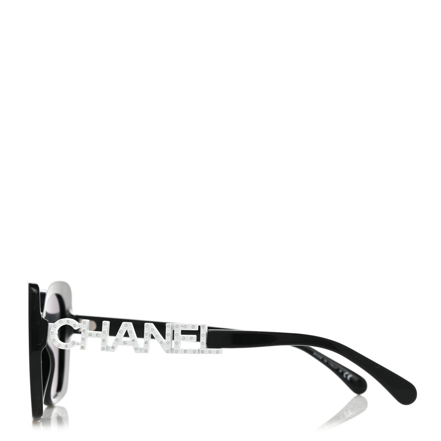 Acetate Strass Square Sunglasses 5422-B Black White