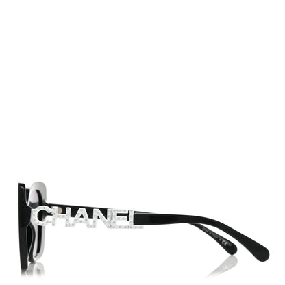 Chanel Acetate Strass Square Sunglasses 5422-B Black White 3 of 7