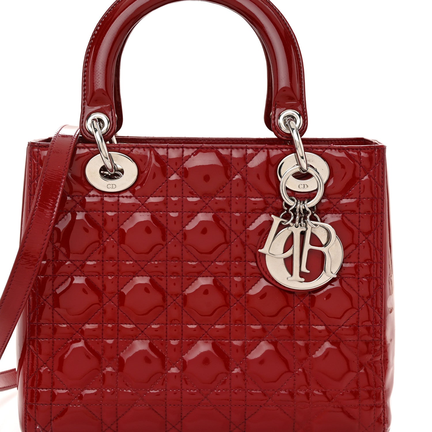 Christian Dior Patent Cannage Medium Lady Dior Red 8 of 11