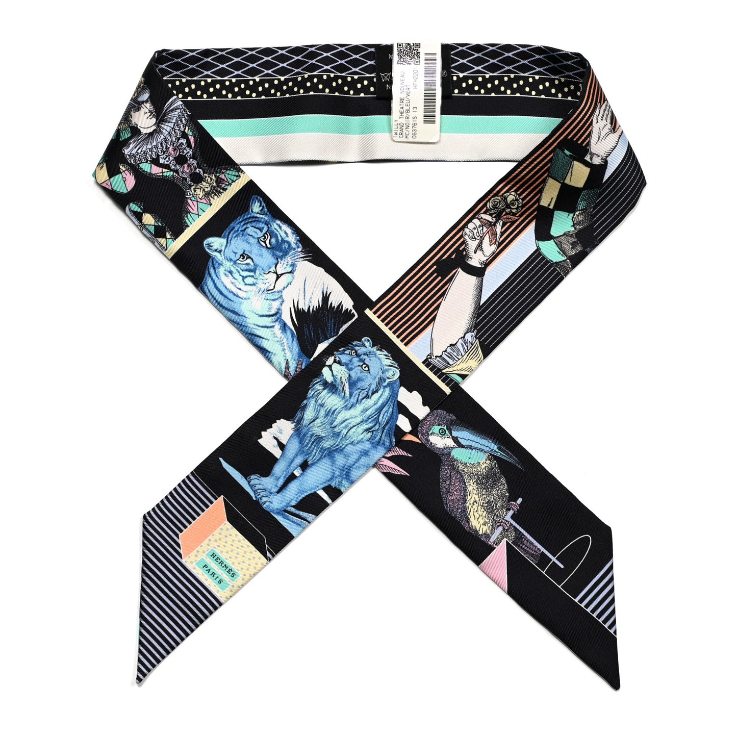 Silk Twilly Grand Theatre Nouveau Black Bleu Vert