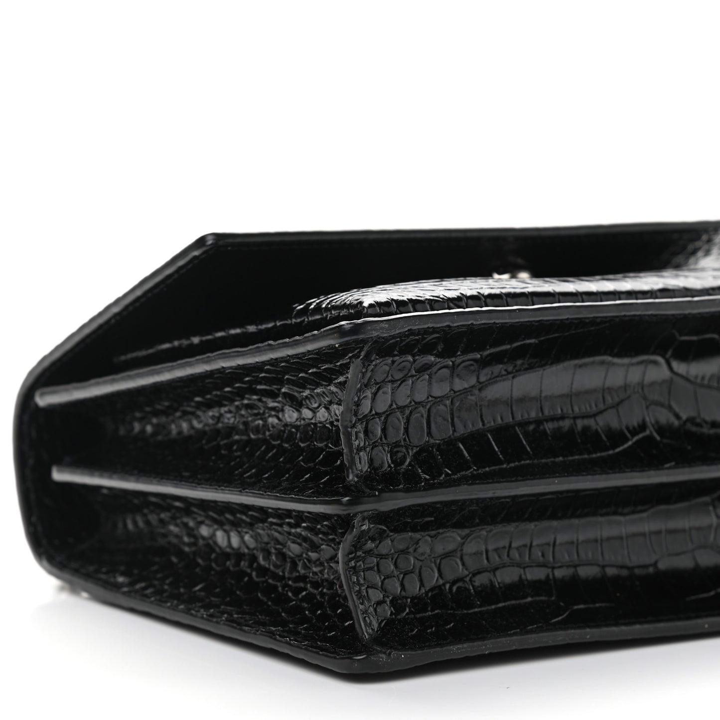 Calfskin Crocodile Embossed Medium Monogram Sunset Black