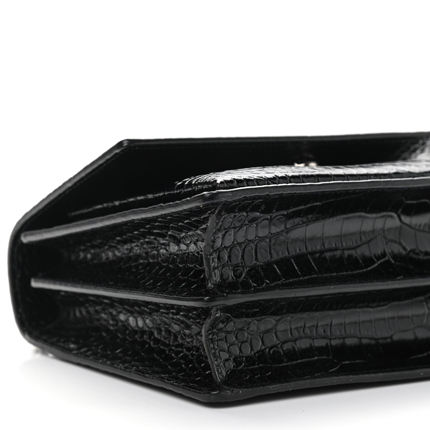 Saint Laurent Calfskin Crocodile Embossed Medium Monogram Sunset Black 8 of 9