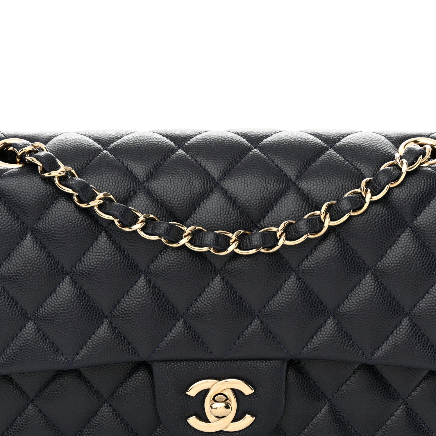 Chanel Caviar Quilted Medium Double Flap Navy 8 of 14