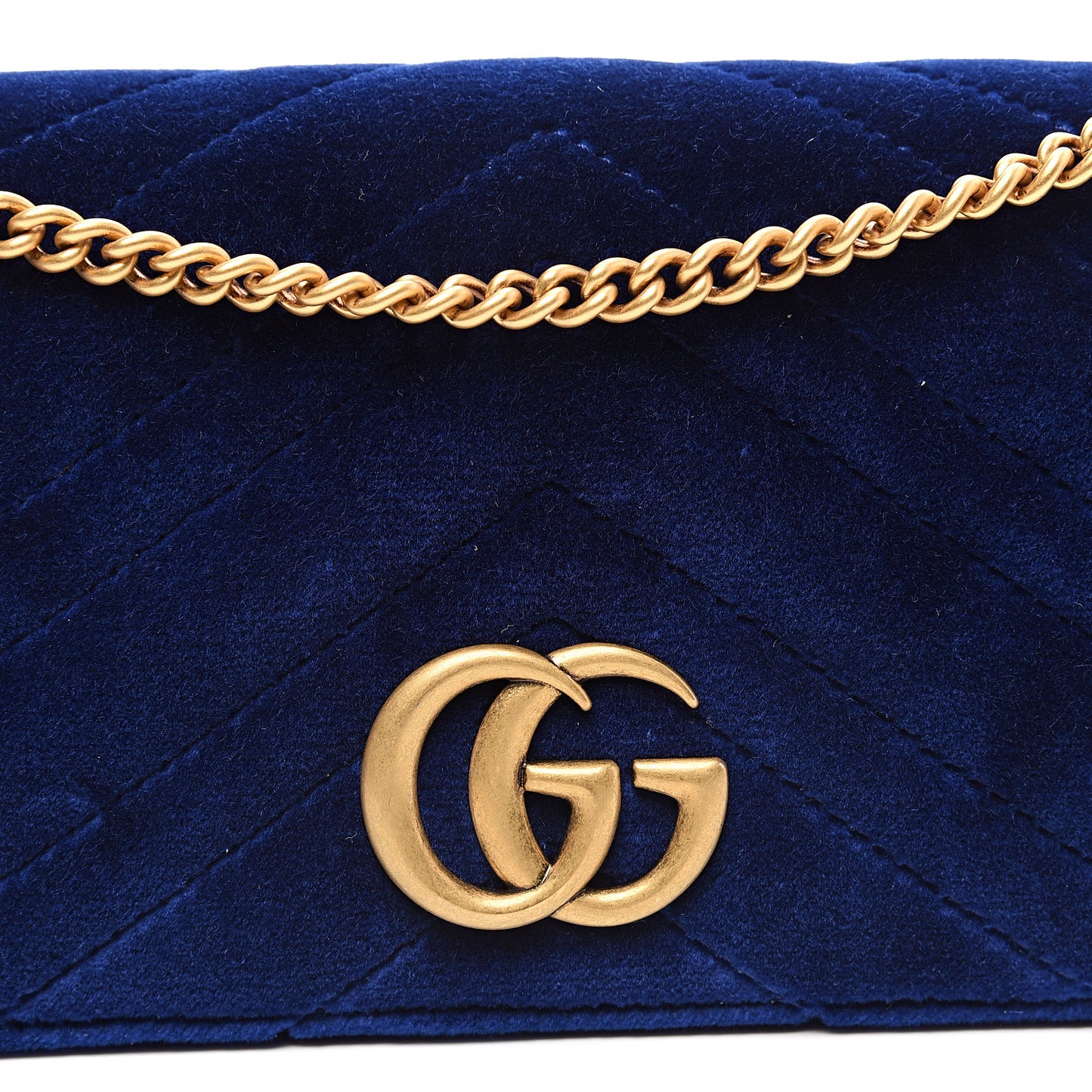 Velvet Matelasse GG Marmont Mini Bag Cobalt Blue