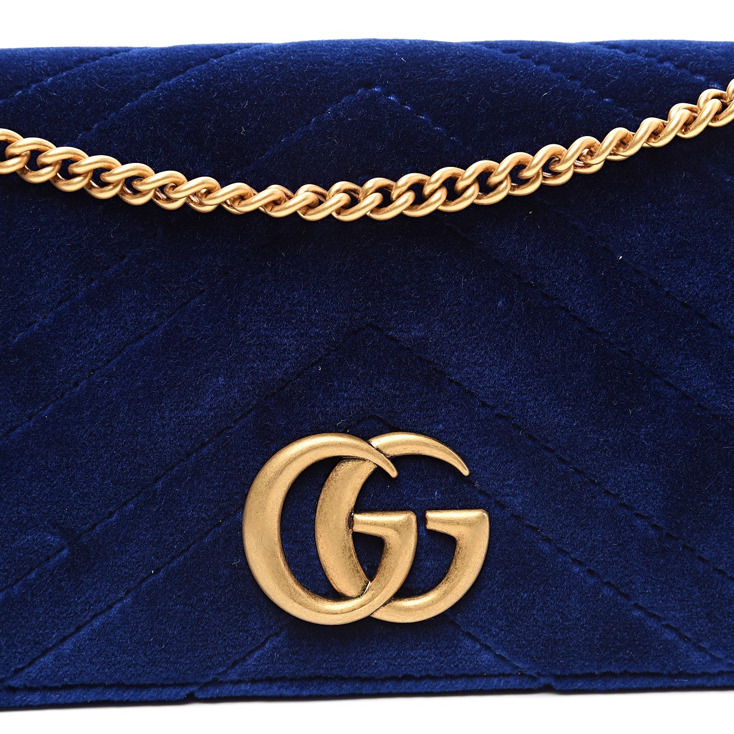 Gucci Velvet Matelasse GG Marmont Mini Bag Cobalt Blue 11 of 12