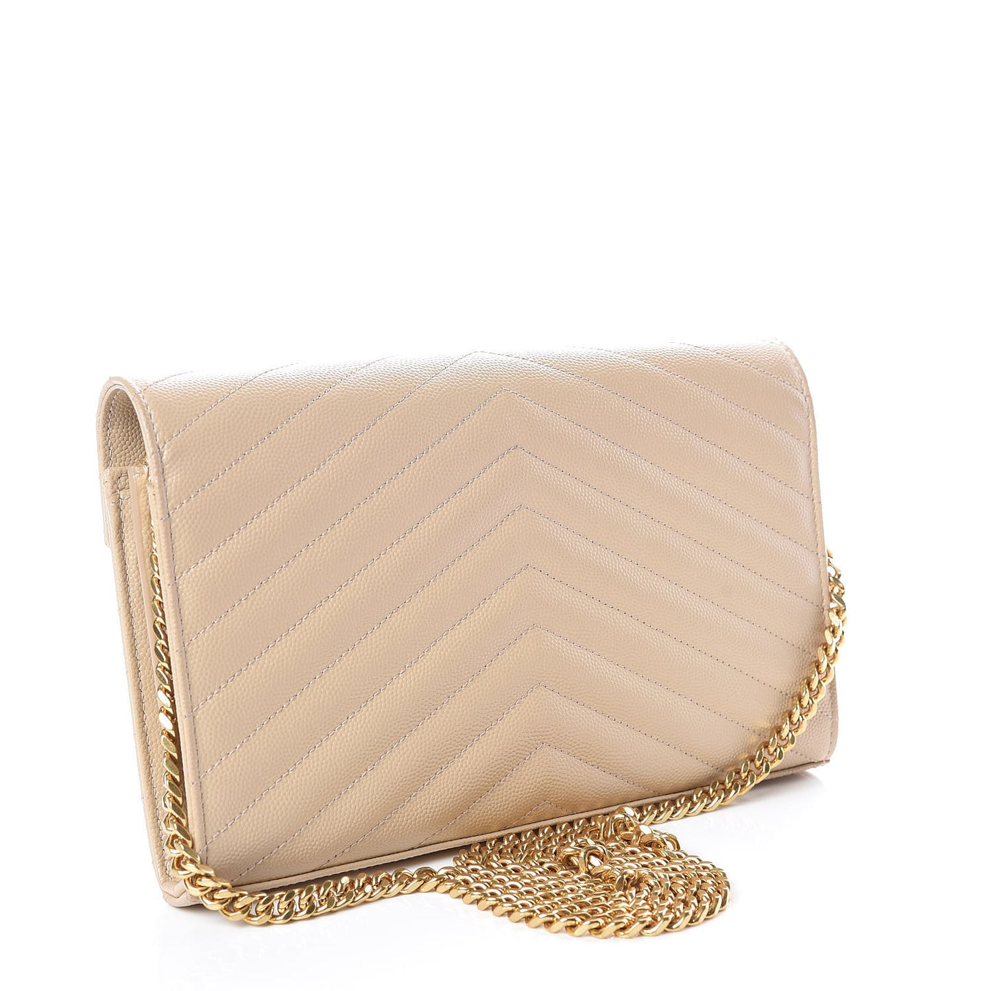 Grain De Poudre Matelasse Chevron Monogram Chain Wallet Nude Powder