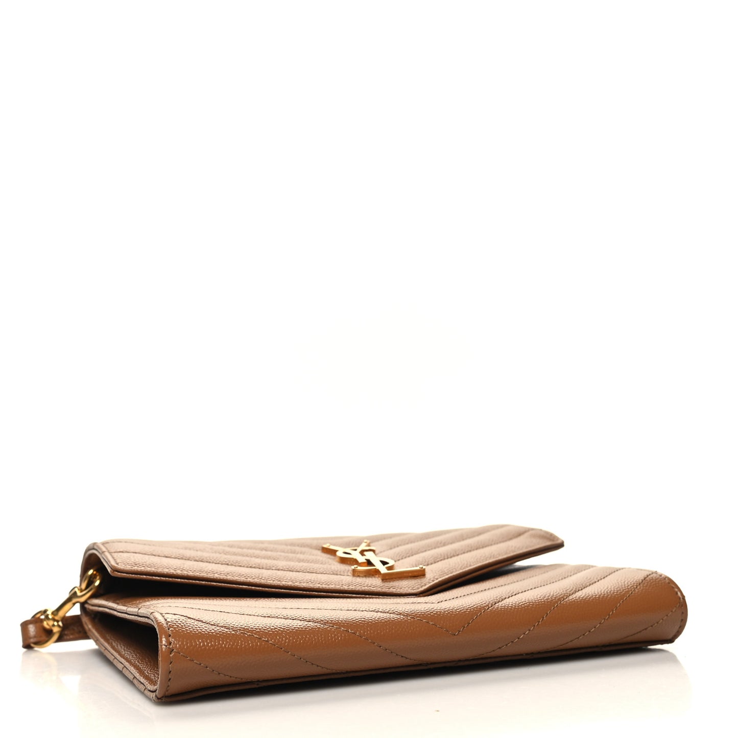 Grain De Poudre Matelasse Chevron Monogram Cassandre Flap Pouch Natural Dark