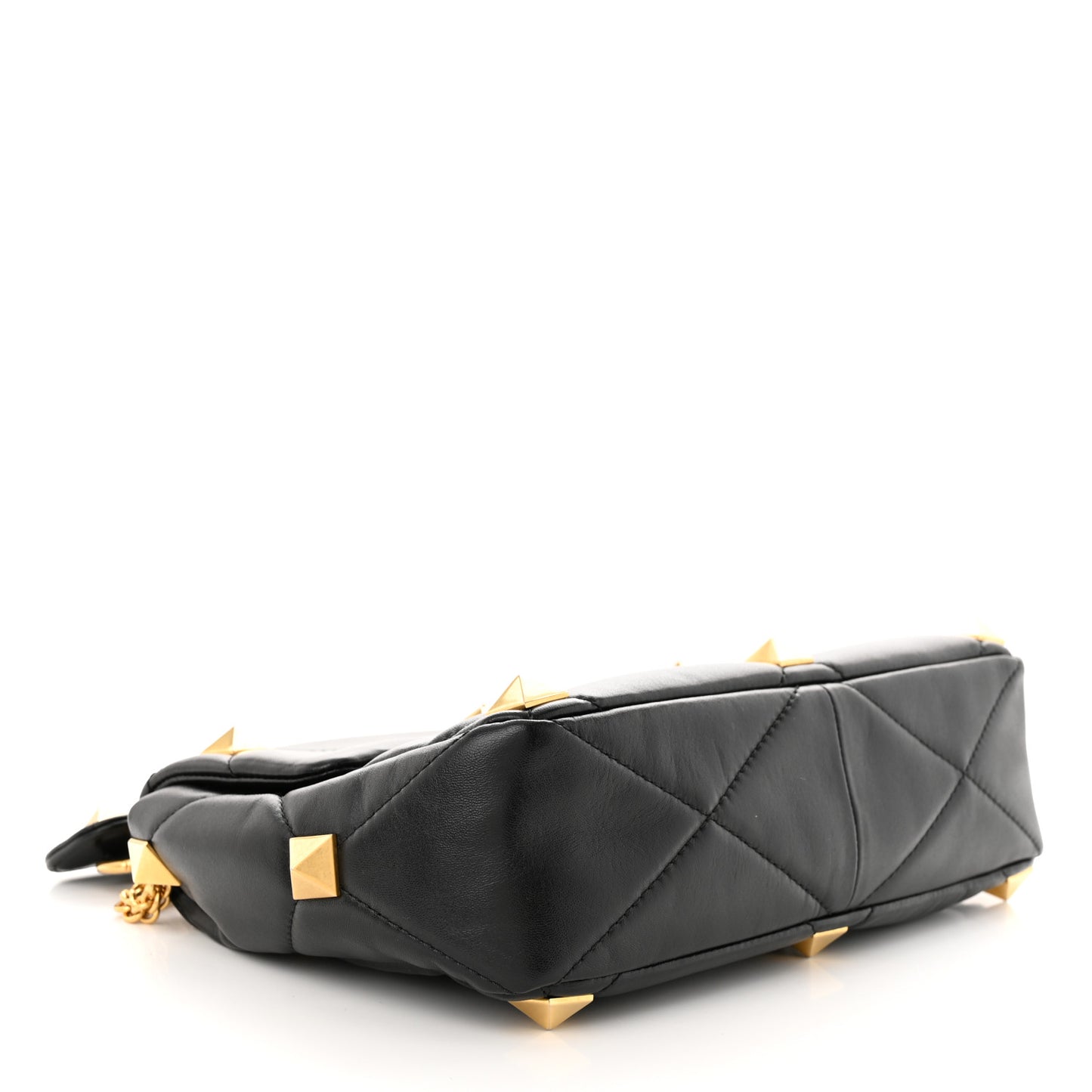 Nappa Large Roman Stud Shoulder Bag Black