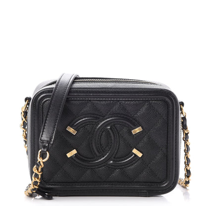 Chanel Caviar Quilted CC Filigree Vanity Clutch With Chain Black 1 of 8