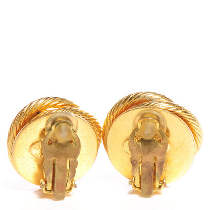 Chanel Pearl Crystal Clip On Earrings Gold 3 of 5