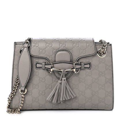 Gucci Guccissima Small Emily Chain Shoulder Bag Storm Grey 1 of 9