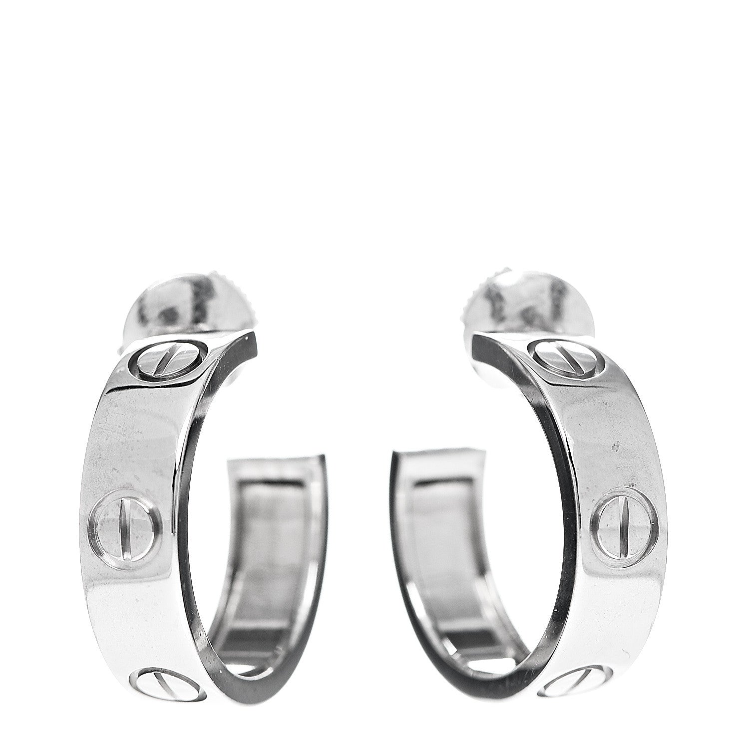 Cartier 18K White Gold 5.5mm LOVE Hoop Earrings 1 of 5