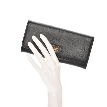 Prada Vitello Move Continental Flap Travel Wallet Black 2 of 9