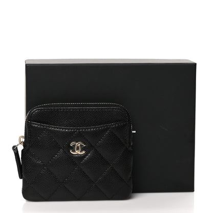 Chanel Caviar Quilted Zip Card Holder Wallet Black 9 of 9