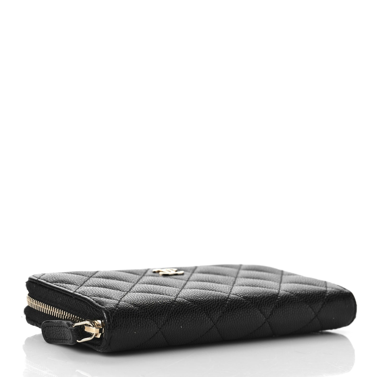 Caviar Quilted Medium Zip Around Wallet Black