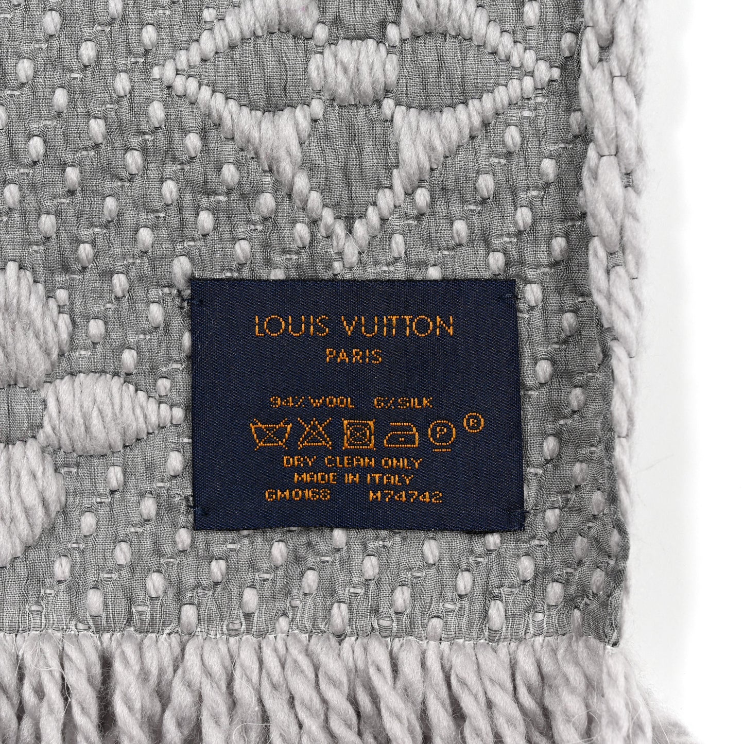 Wool Silk Logomania Scarf Pearl Grey