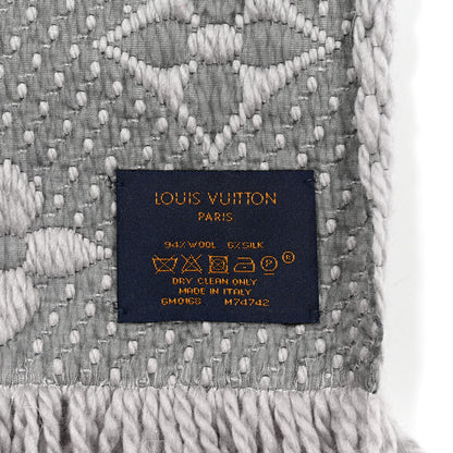 Louis Vuitton Wool Silk Logomania Scarf Pearl Grey 3 of 3
