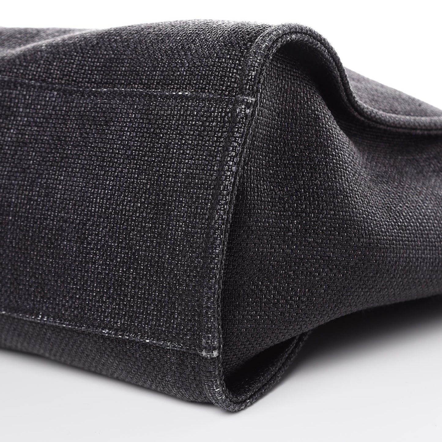 Woven Straw Raffia Large Deauville Tote Black