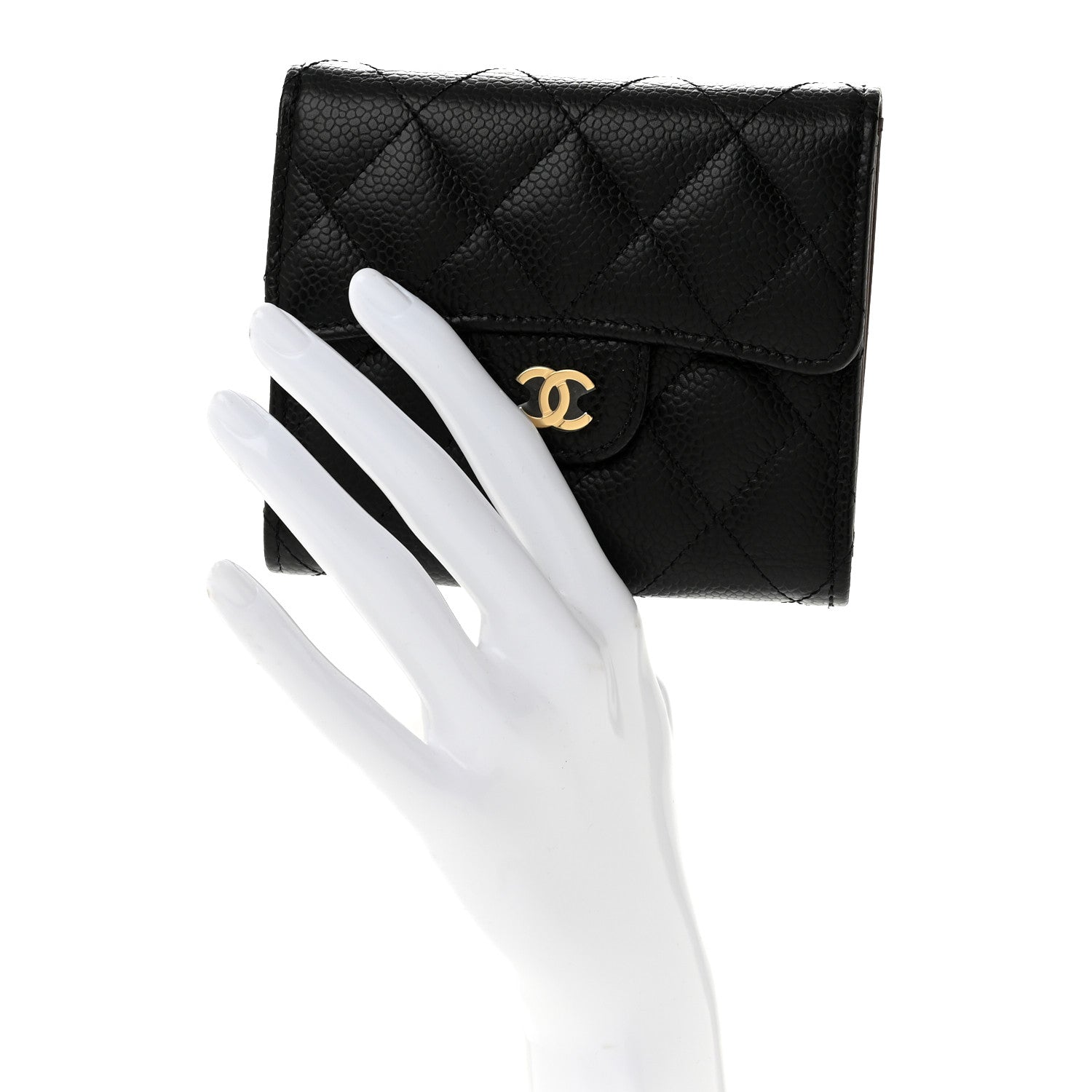 Chanel Caviar Quilted Compact Flap Wallet Black 2 of 9
