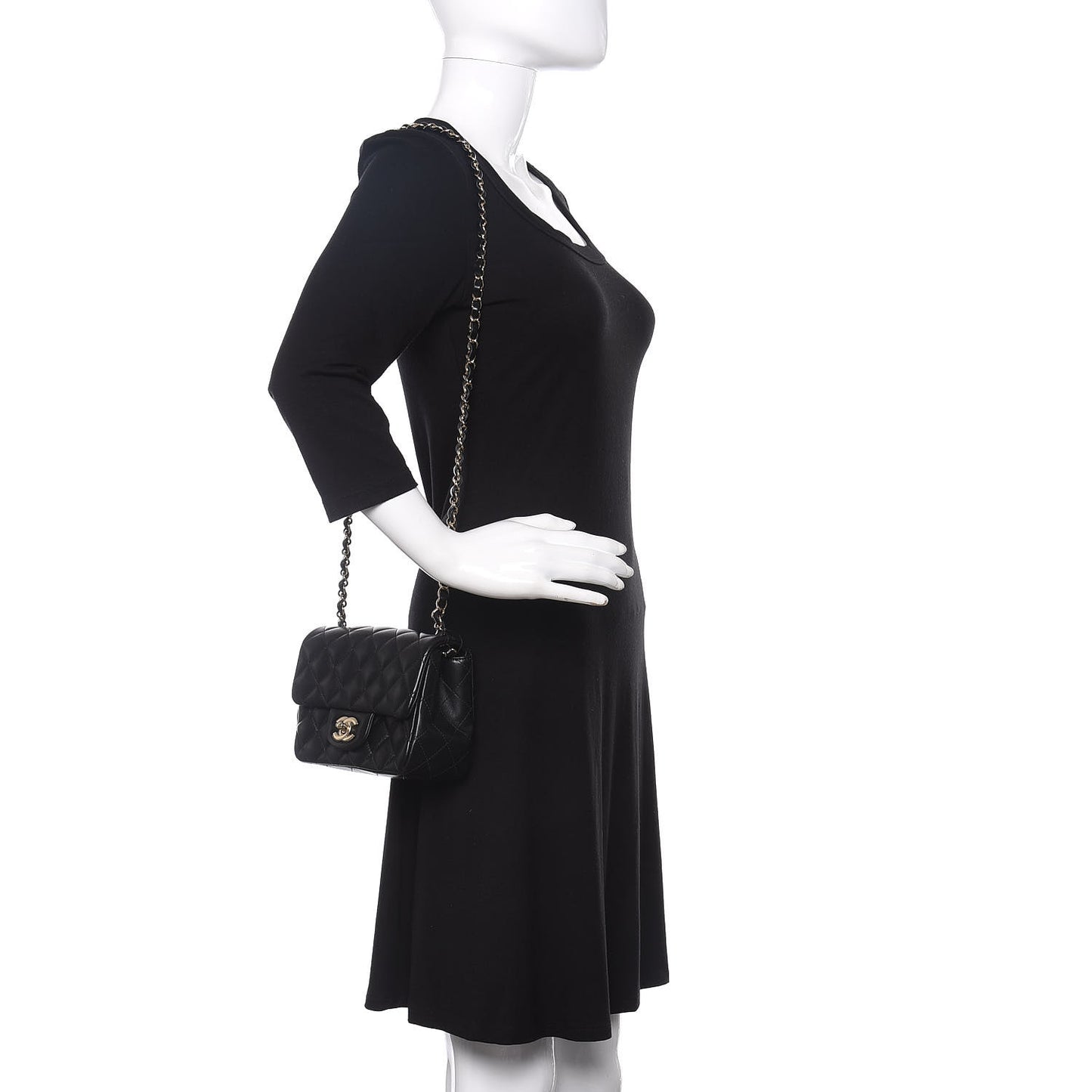 Lambskin Quilted Mini Square Flap Black