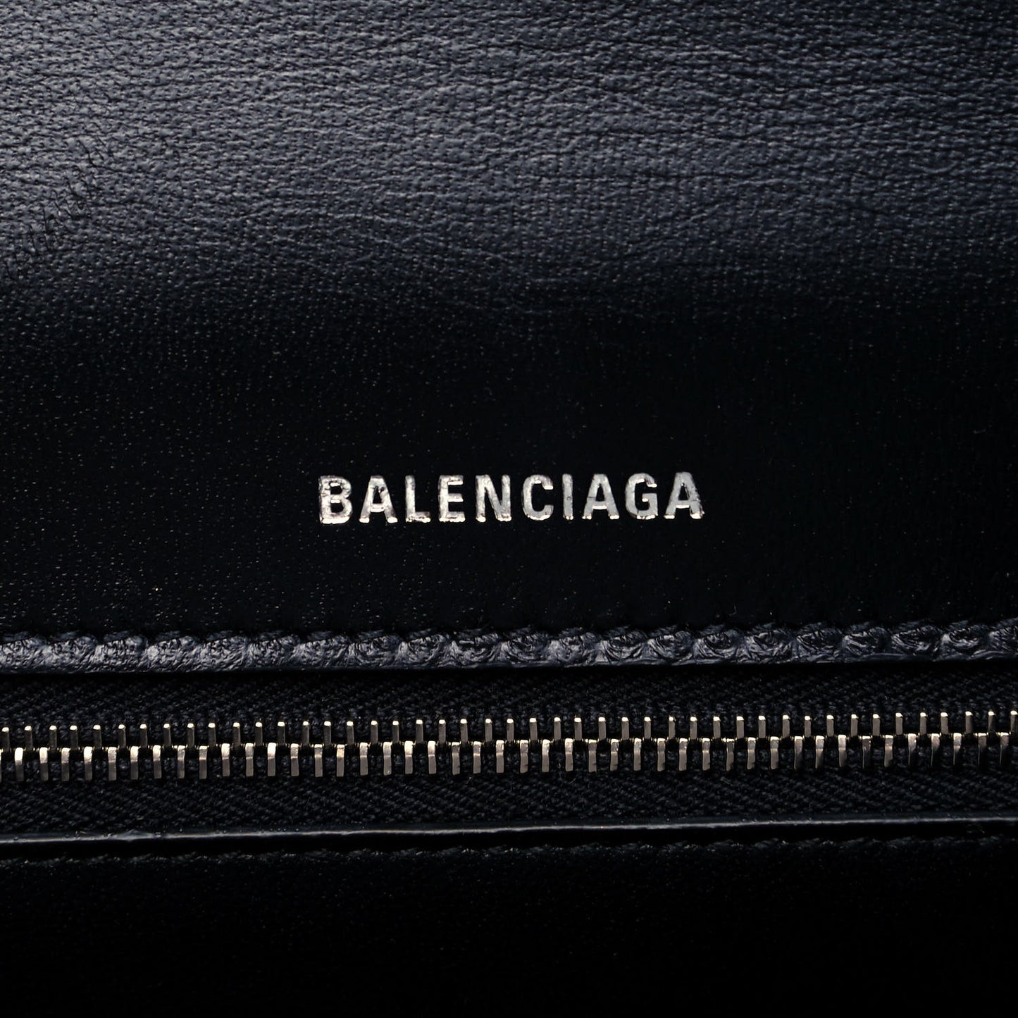 Grained Calfskin Medium Hourglass Top Handle Bag Black