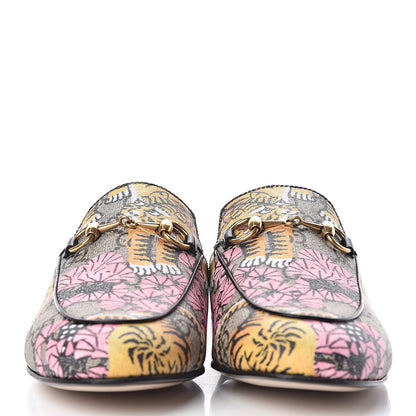 Gucci GG Supreme Monogram Bengal Womens Princetown Slippers 37 Beige Crop Pink 2 of 10