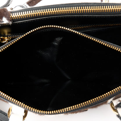 Prada Calf Hair Stampata Cow Medium East West Galleria Double Zip Bag White Moro 7 of 12