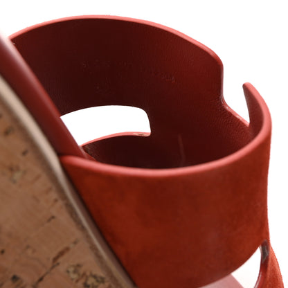 Hermes Suede Goatskin Cork Eze 30 Sandals 37 Orange Brulee 9 of 10