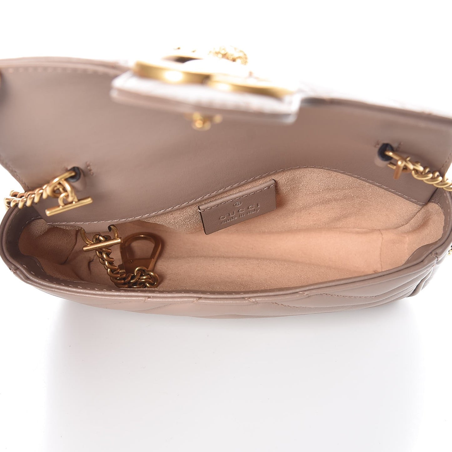 Calfskin Matelasse Super Mini GG Marmont Shoulder Bag Porcelain Rose