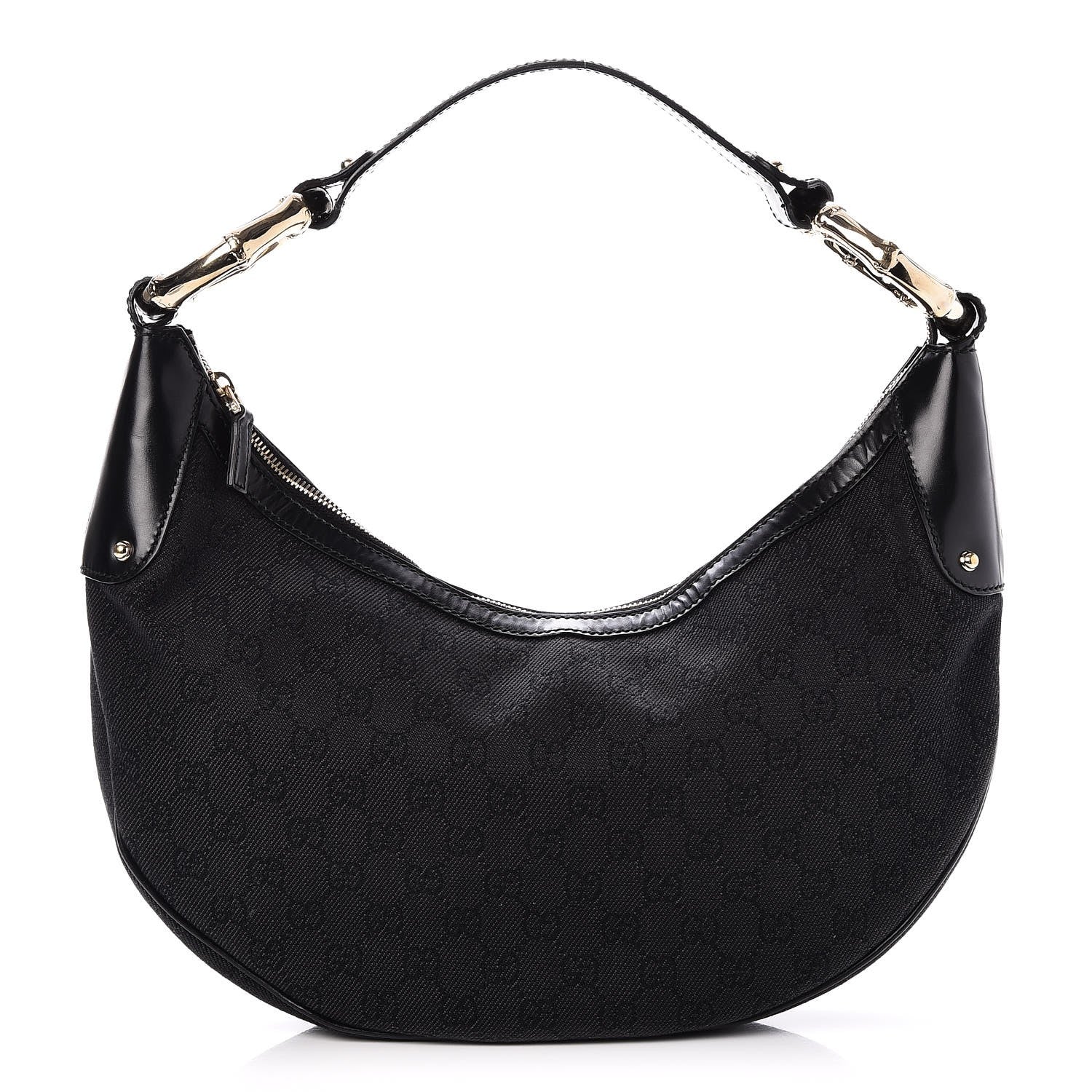 Gucci Monogram Bamboo Ring Hobo Black 1 of 7