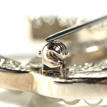 Chanel Pearl CC Brooch Pin Silver 5 of 6