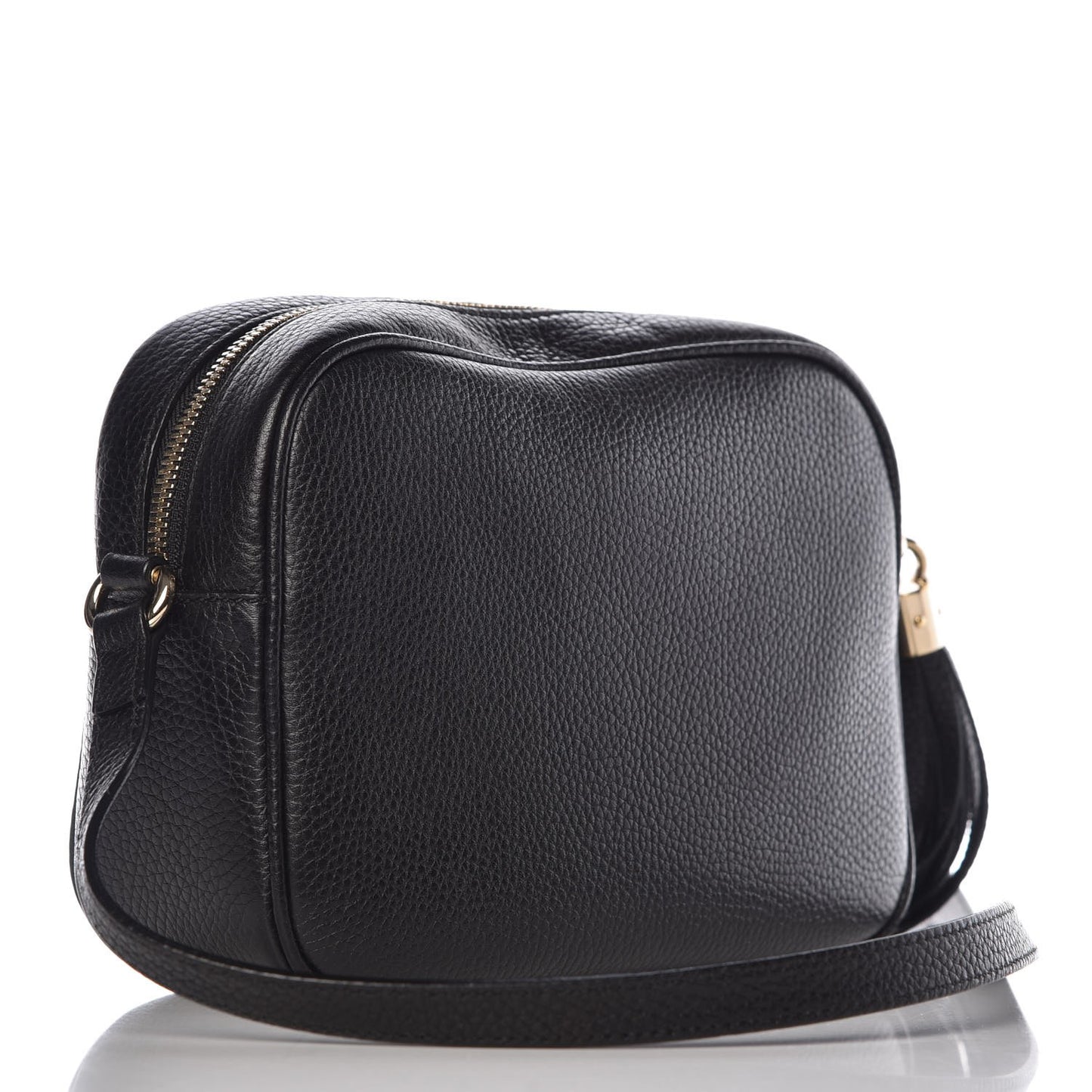 Pebbled Calfskin Small Soho Disco Bag Black