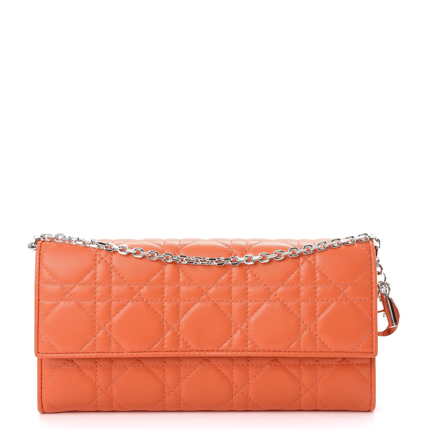 Christian Dior Lambskin Cannage Rendezvous Chain Wallet Apricot 1 of 7