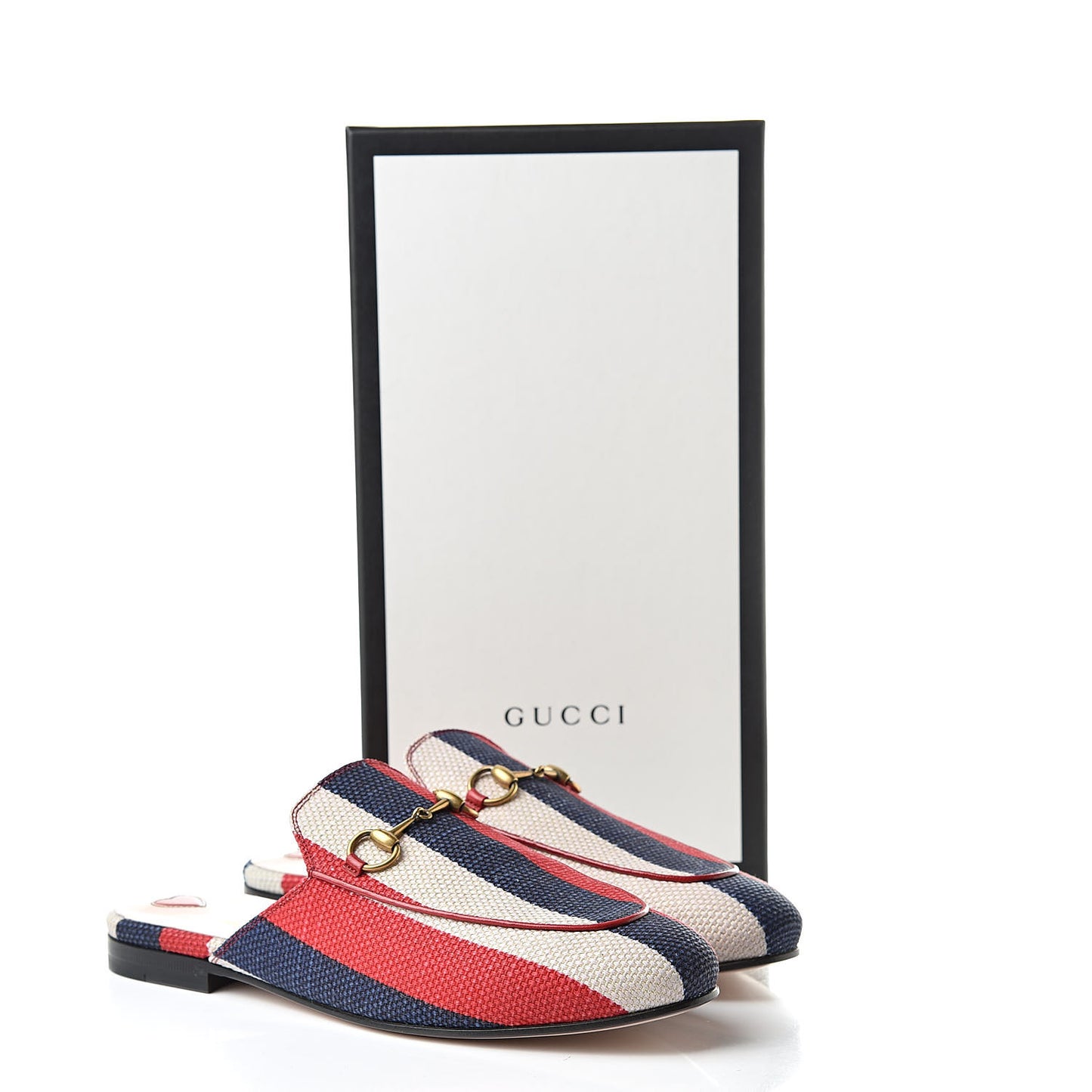 Canvas Sylvie Stripe Womens Princetown Slippers 38.5 Mystic White Hibiscus Red Maritime