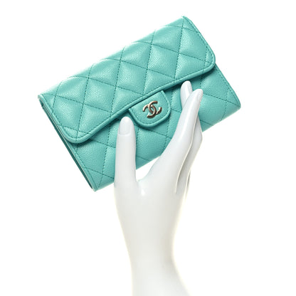 Chanel Caviar Quilted Medium Flap Wallet Turquoise 2 of 11