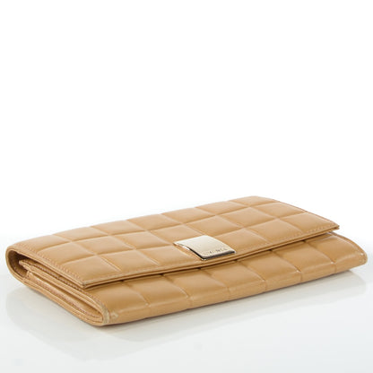 Chanel Lambskin Chocolate Bar Quilted Long Wallet Beige 4 of 8