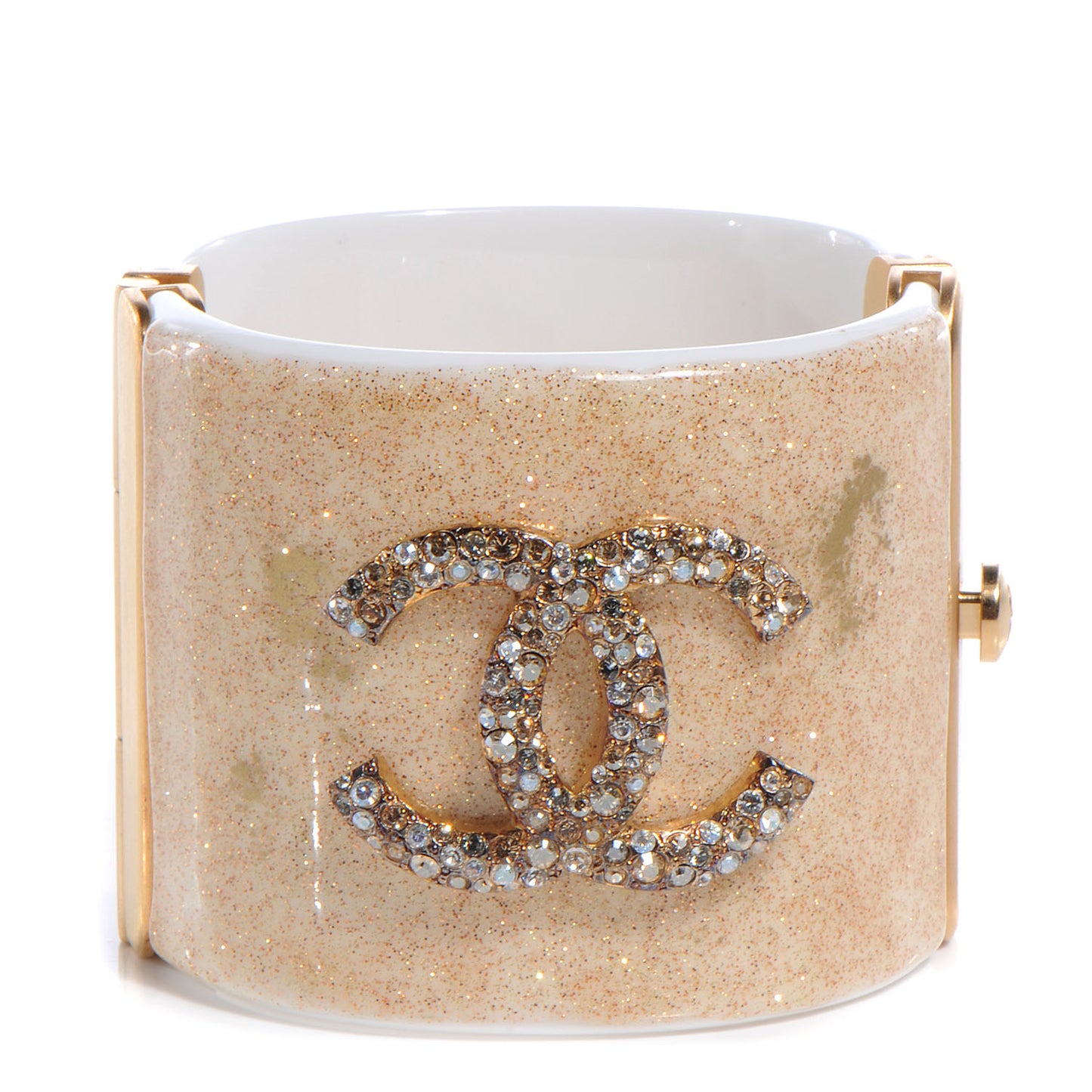 Resin Crystal CC Cuff Gold Glitter White