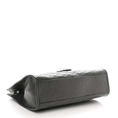 Saint Laurent Crinkled Calfskin Matelasse Monogram Medium Niki Shopper Tote Storm 4 of 10