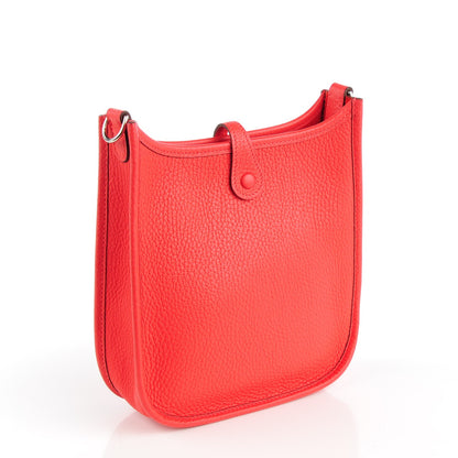 Hermes Taurillon Clemence Amazone Evelyne TPM Rouge Pivoine Rose Sakura 3 of 9