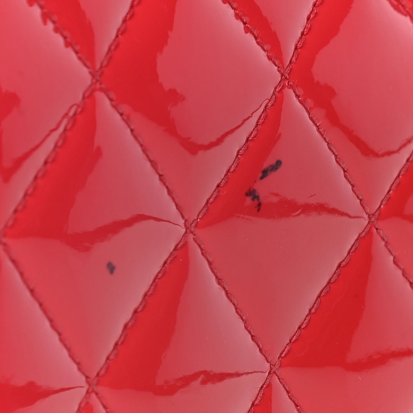 Patent Quilted Large Gusset Zip Around Wallet Red