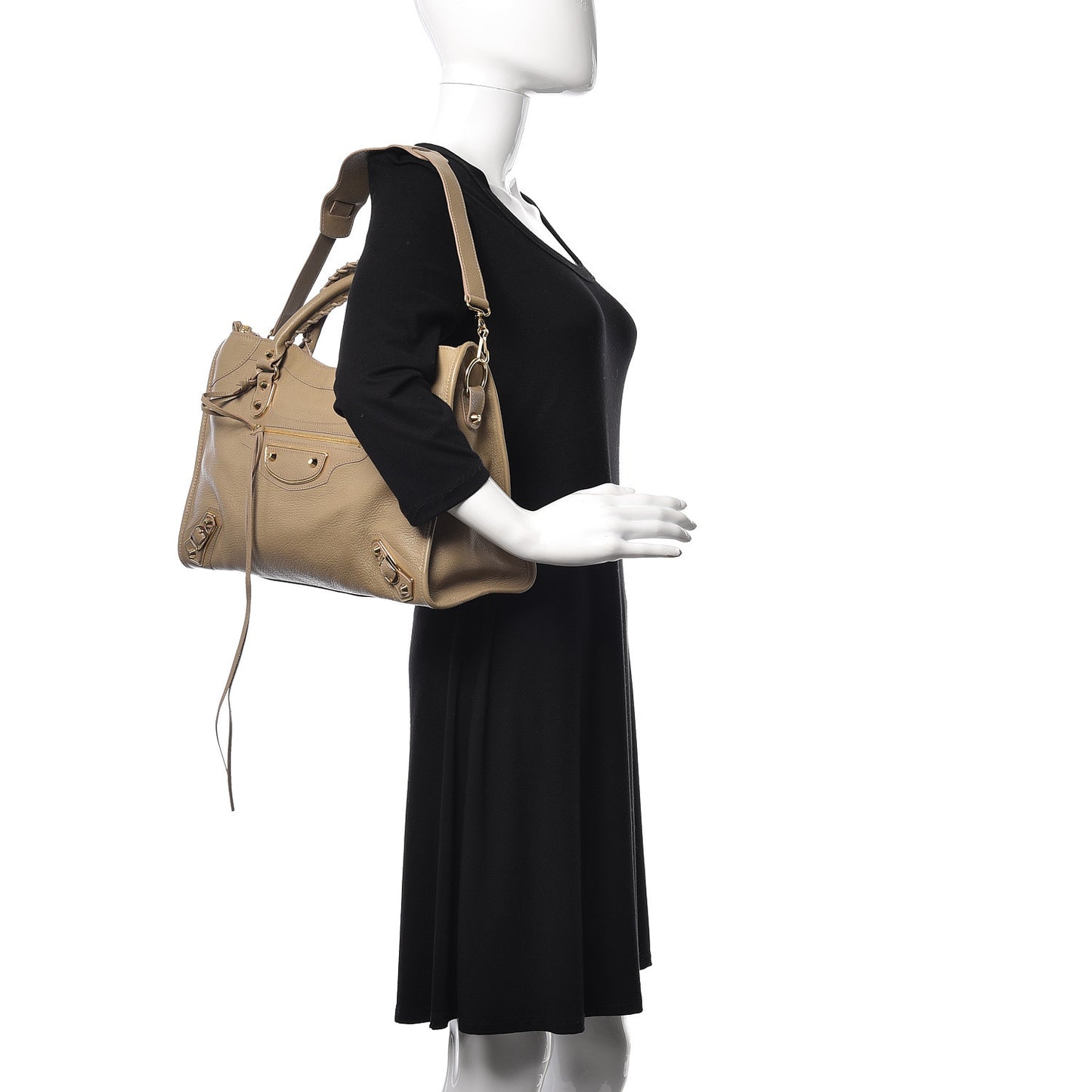 Chevre Gold Metallic Edge Hardware City Beige Latte