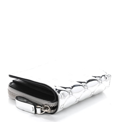 Valentino Garavani Metallic Patent Rockstud Spike Compact Zip Around Wallet Silver 4 of 7