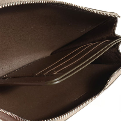 Celine Drummed Calfskin Medium Half Zip Multifunction Wallet Coin Purse Taupe 6 of 10
