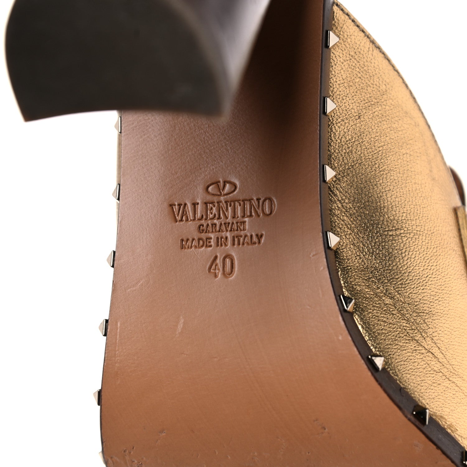 Valentino Garavani Nappa Soul Rockstud High Heel Mules 40 Gold 8 of 20